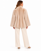 Maximilian 25" Palomino Dyed Mink V-neck Jacket with Leather Belt