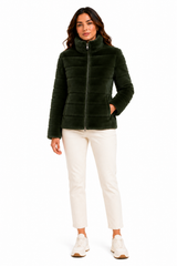 Dark Green Horizontal Reversible Mink Jacket -25"