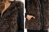 Maximilian 26" Brown Feathered Silver Fox Hooded Vest