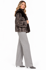 Maximilian One-of-a-Kind 24" Grey dyed Lamb & Mink Cardigan Jacket