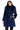 Nautical Blue Dyed Mink Coat with Dyed Silver Fox Collar- 36"