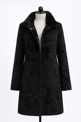 Archive & Vintage Black Swakara Lamb Coat with Black Mink Stand Collar- 35"