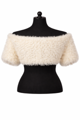Archive & Vintage White Kalgan Lamb Shrug with Tie-Front Closure-12"