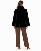Maximilian 25" Black Sheared Mink Swing Jacket with Mink Stand Collar
