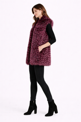 Magnolia Dyed Feathered Silver Fox Vest-32"