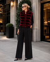 One-of-a-Kind 19" Bordeaux dyed Horizontal Chinchilla Vest
