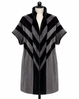 Dyed Sheared Mink & Cashmere Tunic – Black Dyed Pattern, 39"- Rindi