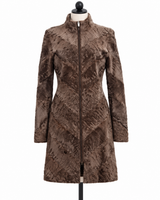 Archive & Vintage 36" Taupe Swakara Lamb Coat with Stand Collar