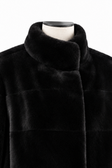 Archive & Vintage  25"Black Dyed Sheared Mink Swing Jacket with Stand Collar