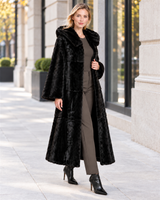 Maximilian 50" Black Dyed Mink Coat with Hood & Leather Belt