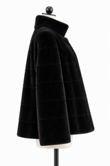 Archive & Vintage  25"Black Dyed Sheared Mink Swing Jacket with Stand Collar