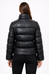 Horizontal Leather Down Puffer Jacket-Maximilian