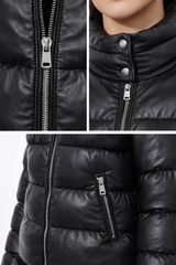 Horizontal Leather Down Puffer Jacket-Maximilian