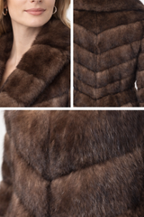39" Tip-Dyed Sable Coat with Shawl Collar – Chevron Body | Maximilian