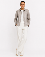 Maximilian Slim Fit Leather Snap Shirt in Lamb Leather