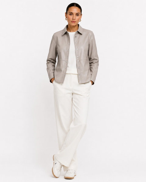 Maximilian Leather Snap Shirt in Lamb Leather
