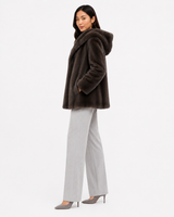 Maximilian One-of-a-Kind 32" Natural Blue Iris Mink Jacket with Hood
