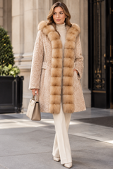 One-of-a-Kind 35" Natural Broadtail Lamb Coat with Golden Russian Sable