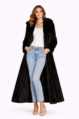 Black Dyed USA Mink Coat with Hood-51"