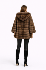 31” Tip-Dyed Barguzin Russian Sable Hooded Cape Jacket