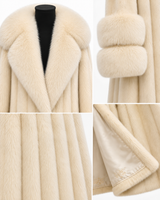 Archive & Vintage 44" Cream Mink Coat with Fox Collar