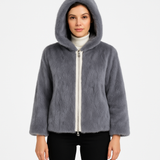 Reversible Mink Patchwork Hooded Jacket – Fur Side & Waterproof Nylon Side