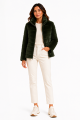 Dark Green Horizontal Reversible Mink Jacket -25"