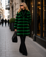 One-of-a-Kind  35" Emeral Green Dyed Horizontal Chinchilla Coat