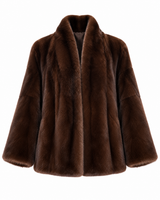 Maximilian 25" Demibuff Mink V-neck Jacket with Leather Belt
