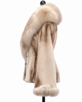 Archive & Vintage 24" Beige Dyed Sheared Mink Jacket with Fox Trim