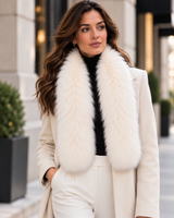 Maximilian 3.5"x41" Off White Dyed Finnish Raccoon Scarf