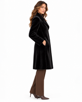 Maximilian 38" Black Dyed Sheared Mink Coat with Notch Collar