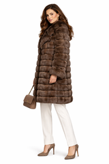 39” Notch Collar Coat in Tip-Dyed Barguzin Russian Sable