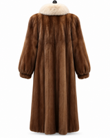 Archive & Vintage 49" Pastel Mink Coat with Fox Tuxedo Collar