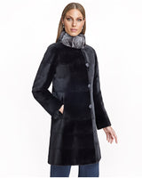 Sheared Mink Reversible Coat with Chinchilla Trim