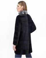 Sheared Mink Reversible Coat with Chinchilla Trim