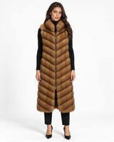 CHEVERON RUSSIAN SABLE VEST WITH ZIPPER
