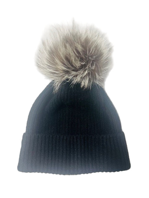 Cashmere Hat with Fox Pom-Maximilian