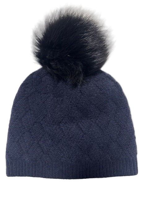 Soft knit Cashmere Hat with Fox Pom-Maximilian