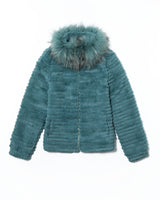 Rabbit Jacket with Raccoon Collar