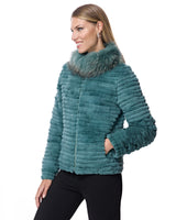 Rabbit Jacket with Raccoon Collar