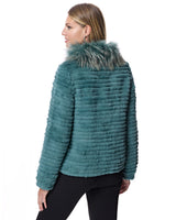 Rabbit Jacket with Raccoon Collar