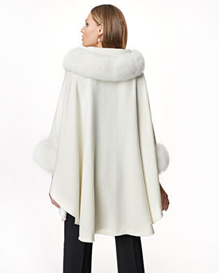 Alpaca Blend Cape With Fox Trim