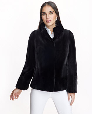 Chaqueta con vuelo esquilada de visón