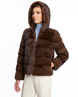 Hooded Horizontal Mink Jacket