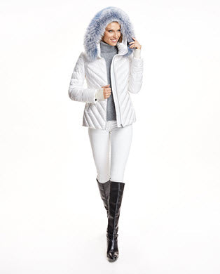 Down Filled Polyester Jacket With Fox Hood