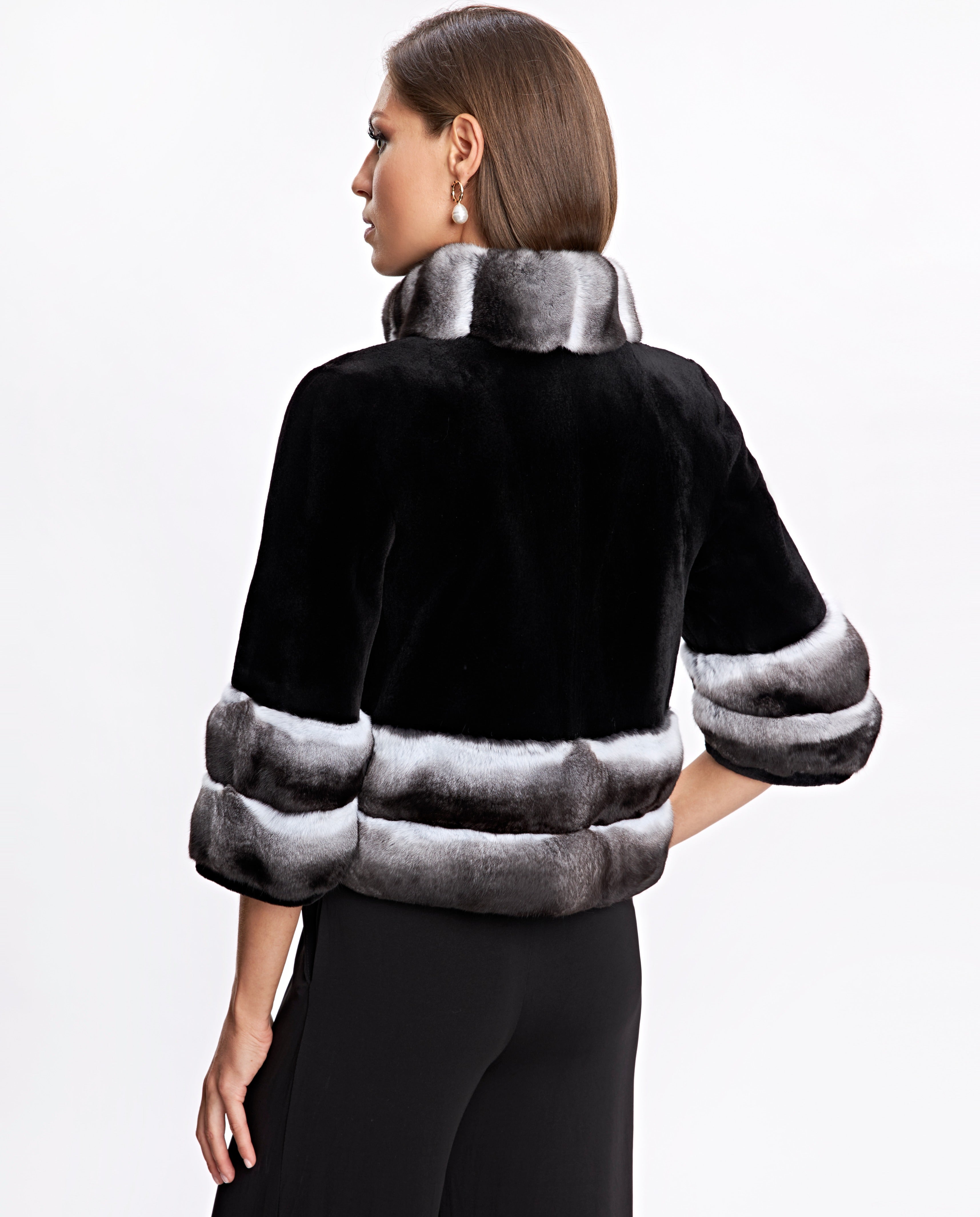 Sheared Mink Jacket With Chinchilla Trim