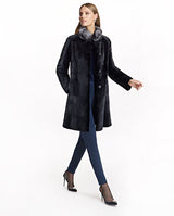 Sheared Mink Reversible Coat with Chinchilla Trim
