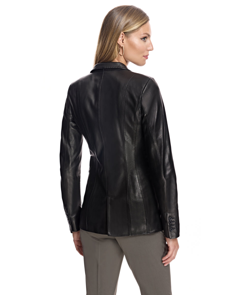 Stitched Leather Blazer
