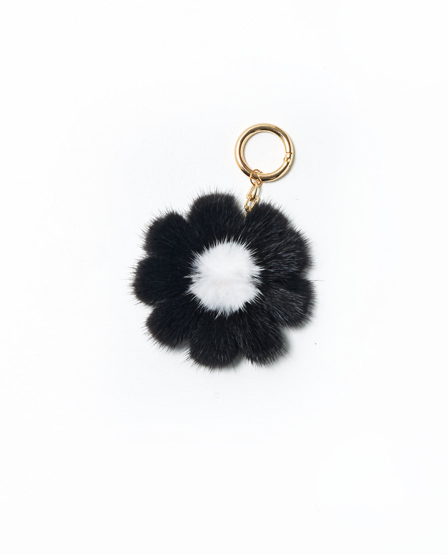 Small Mink Fur Flower Keychain